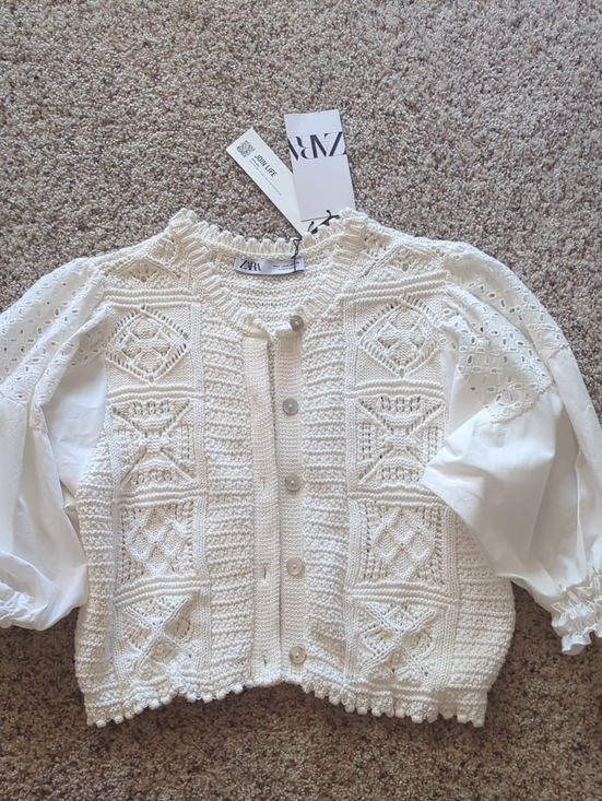Zara Sweaters - Zara Crochet Eyelet Sweater Size Medium NWT